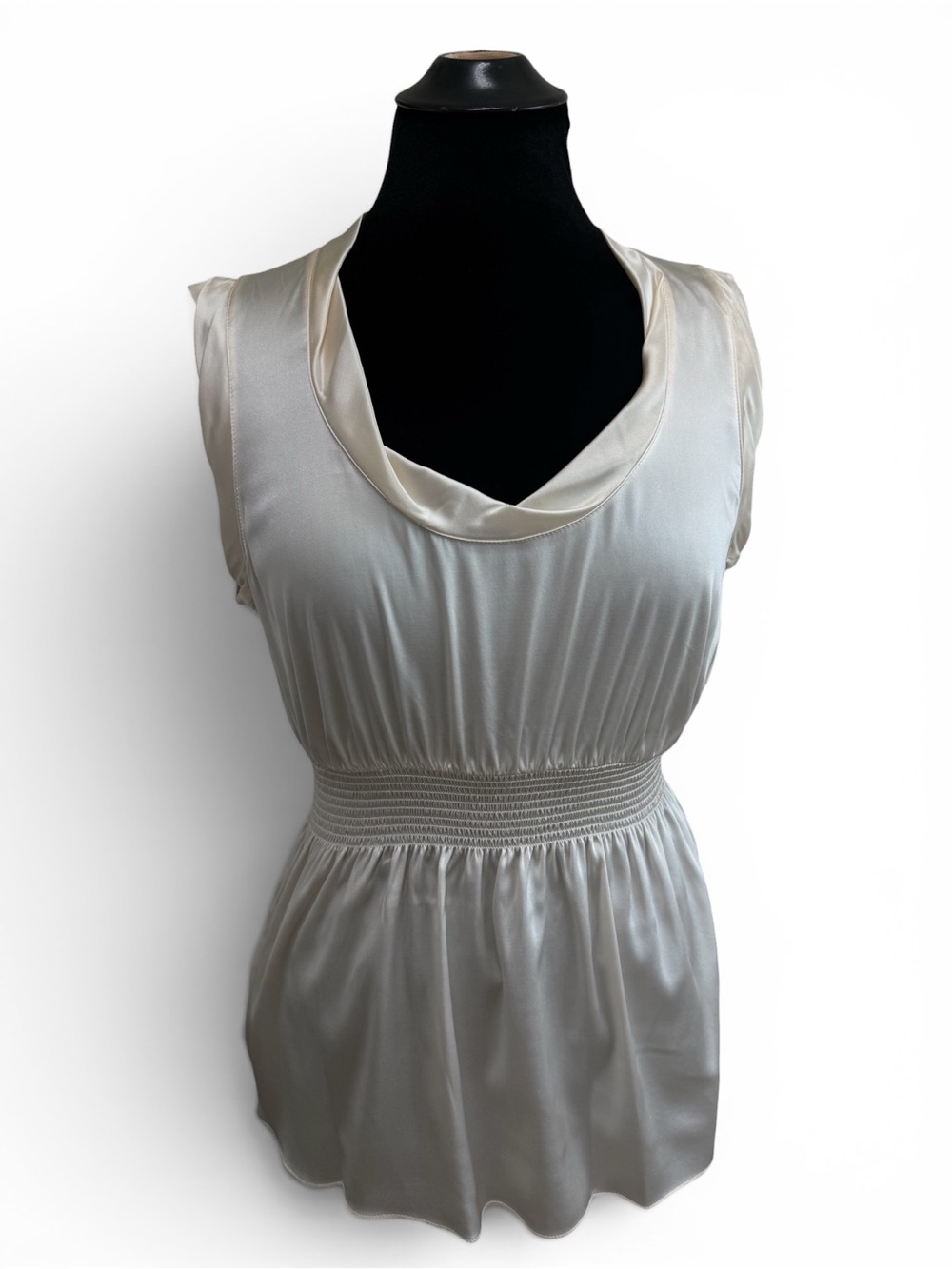 Y2K bcbgmaxazria Ivory Silk Blend Babydoll Blouse